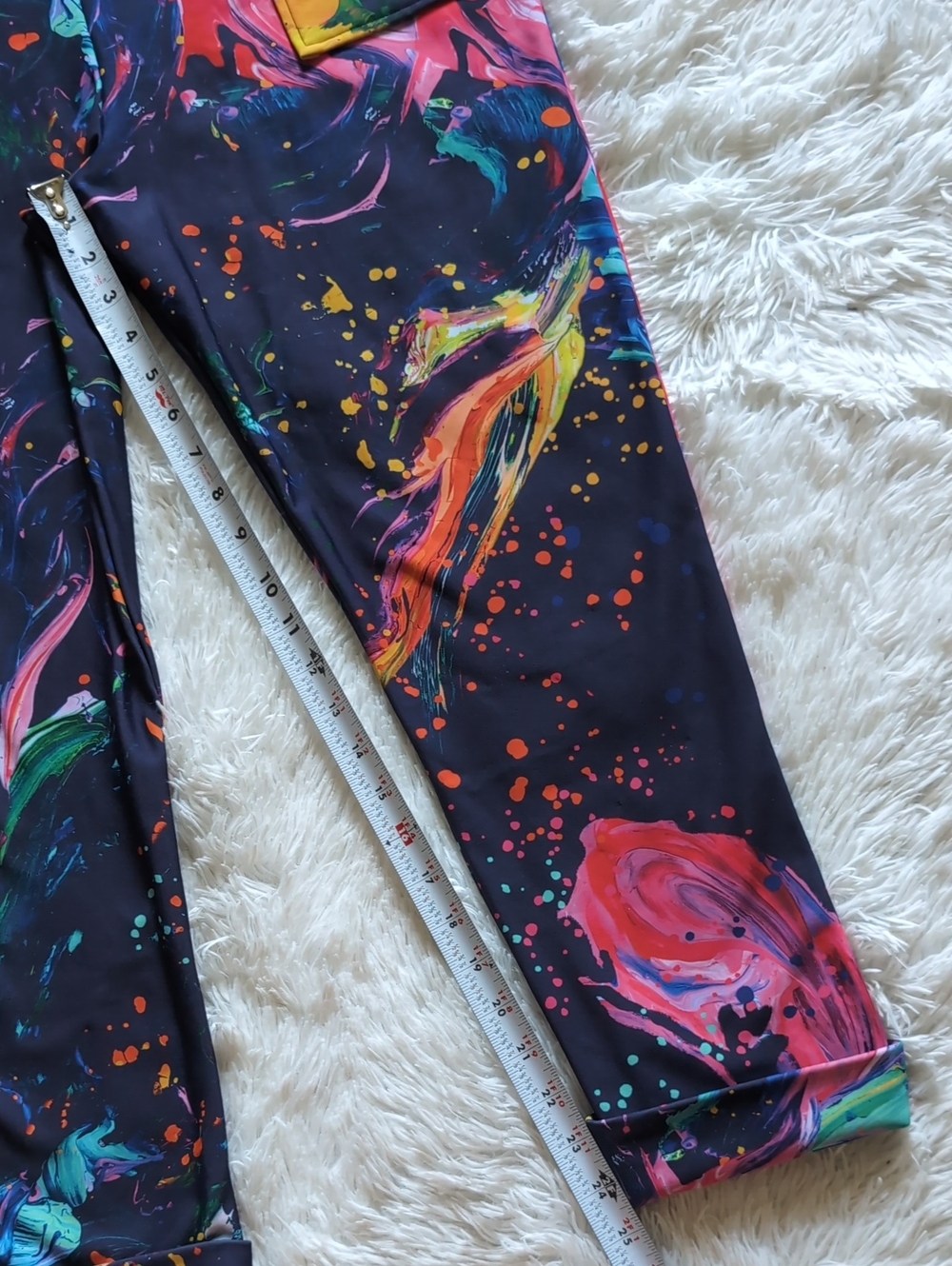 Blackmilk The Artist Paint Splatter Rainbow Navy High Waist Cuffed Pants Medium - Picture 13 of 14